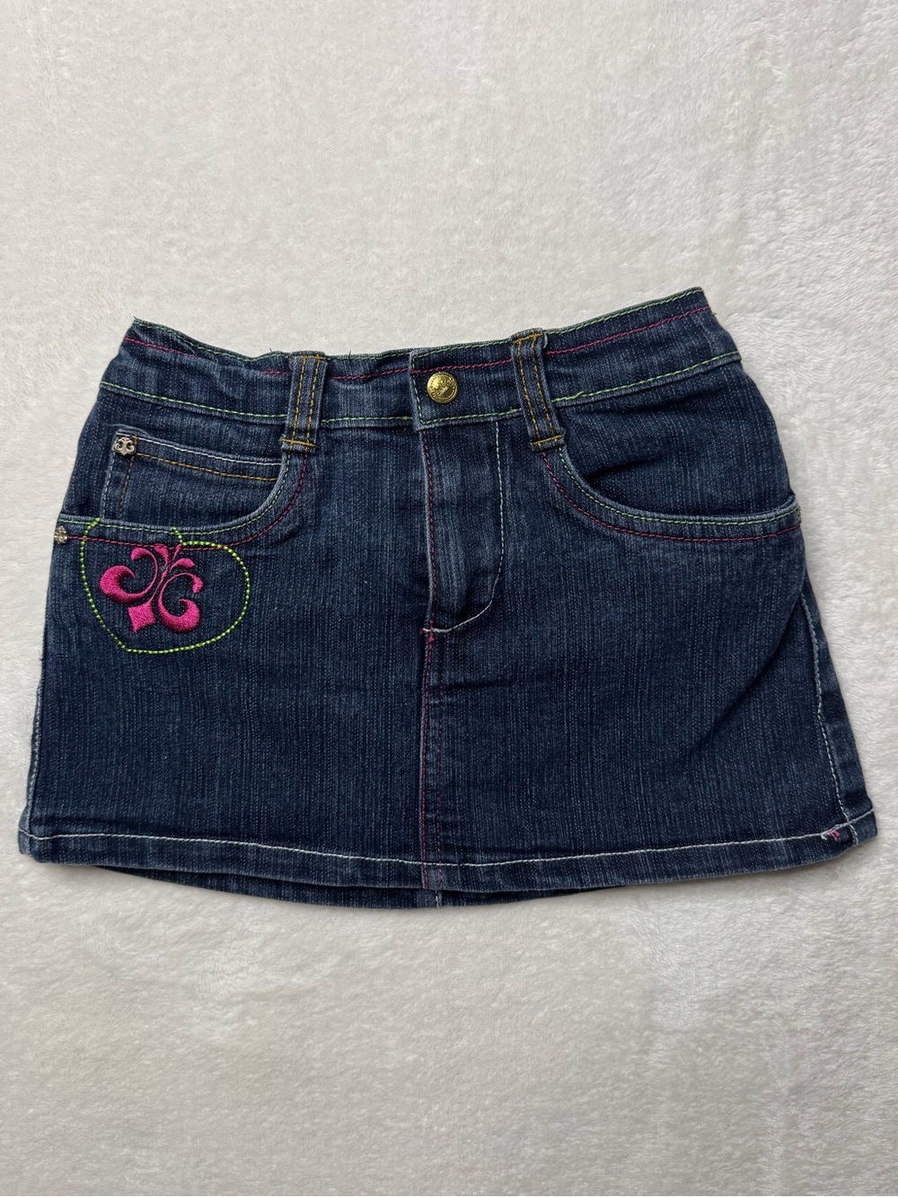Vintage Y2k Dereon Dark Wash Denim Mini Skirt 18m